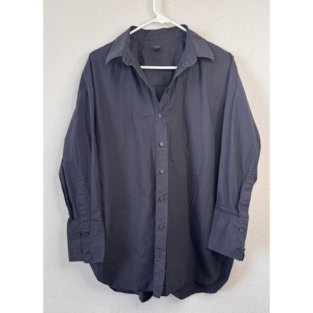 COS Oversized Button-Down Shirt in Charcoal Gray